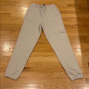 GAP Cream Track Pants with Elastic Waistband and Tapered Legs